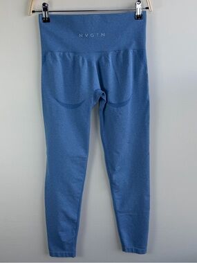 NVGTN Seamless Leggings Blue High Rise Flattering Contour Gym Athleisure Size M